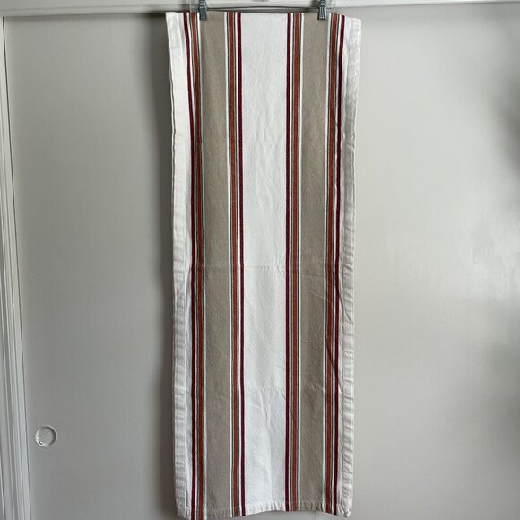 Williams Sonoma Stripe Table Runner 20" x 108" Cream Tan Red Orange Cotton - Picture 8 of 11
